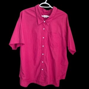 Wilfred Men’s Casual Short-Sleeve Button-Down Shirt in Fuchsia Pink